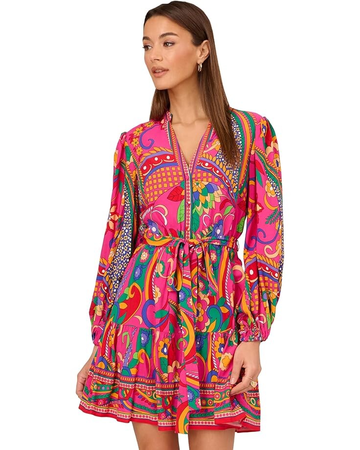 

Платье Adrianna Papell Printed Short Dress, цвет Pink Multi