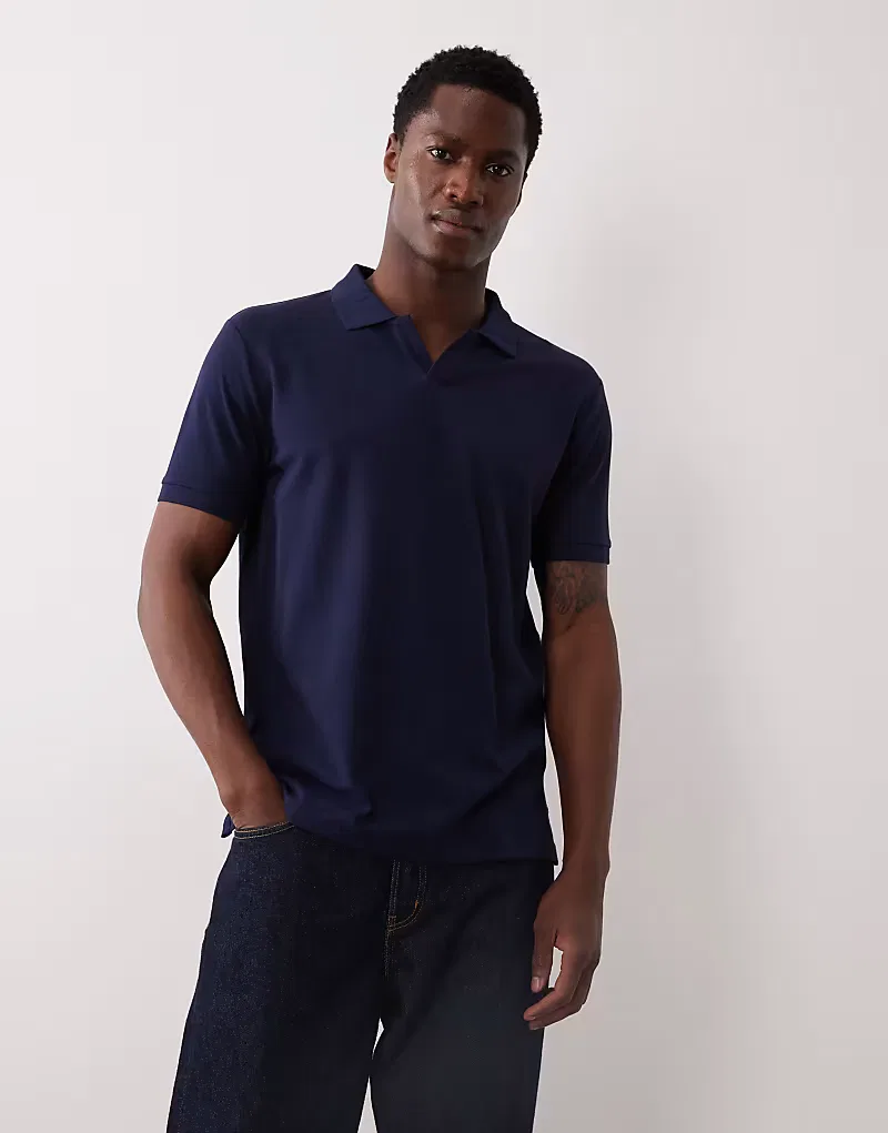 Поло Polo Ralph Lauren приталенного кроя воротника-стойки из хлопка, темно-синий