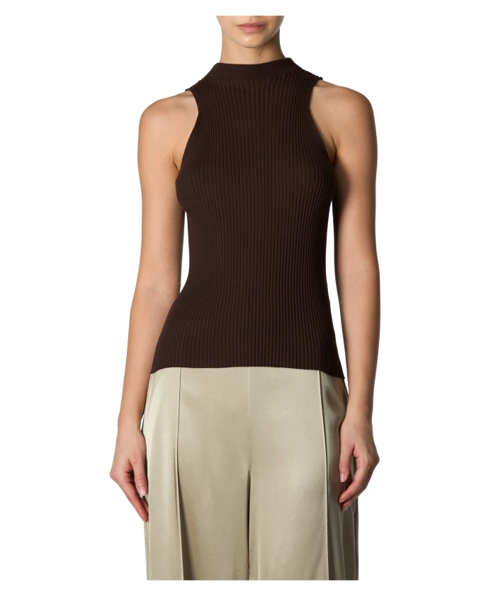 

Топ из ребристого хлопка Roberto Collina, коричневый