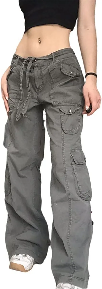 

Готические карго штаны женские high waist wide leg UICIOP