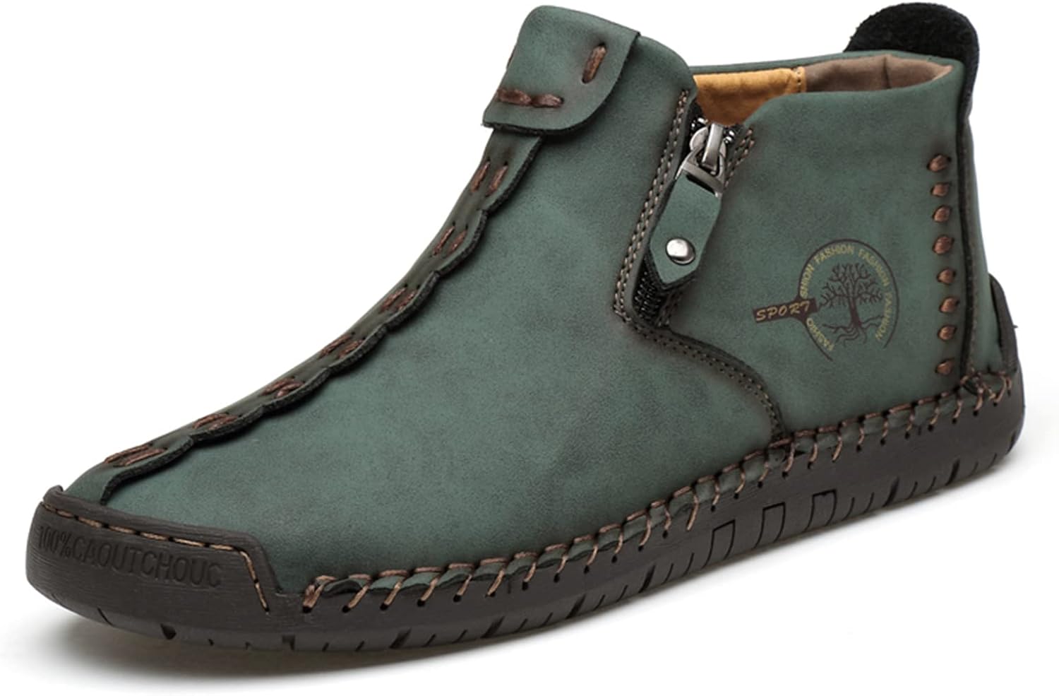 

Мужская обувь Cmadolrs из кожи, удобные модные повседневные ботинки, мужские ботинки без ремешка, зеленый