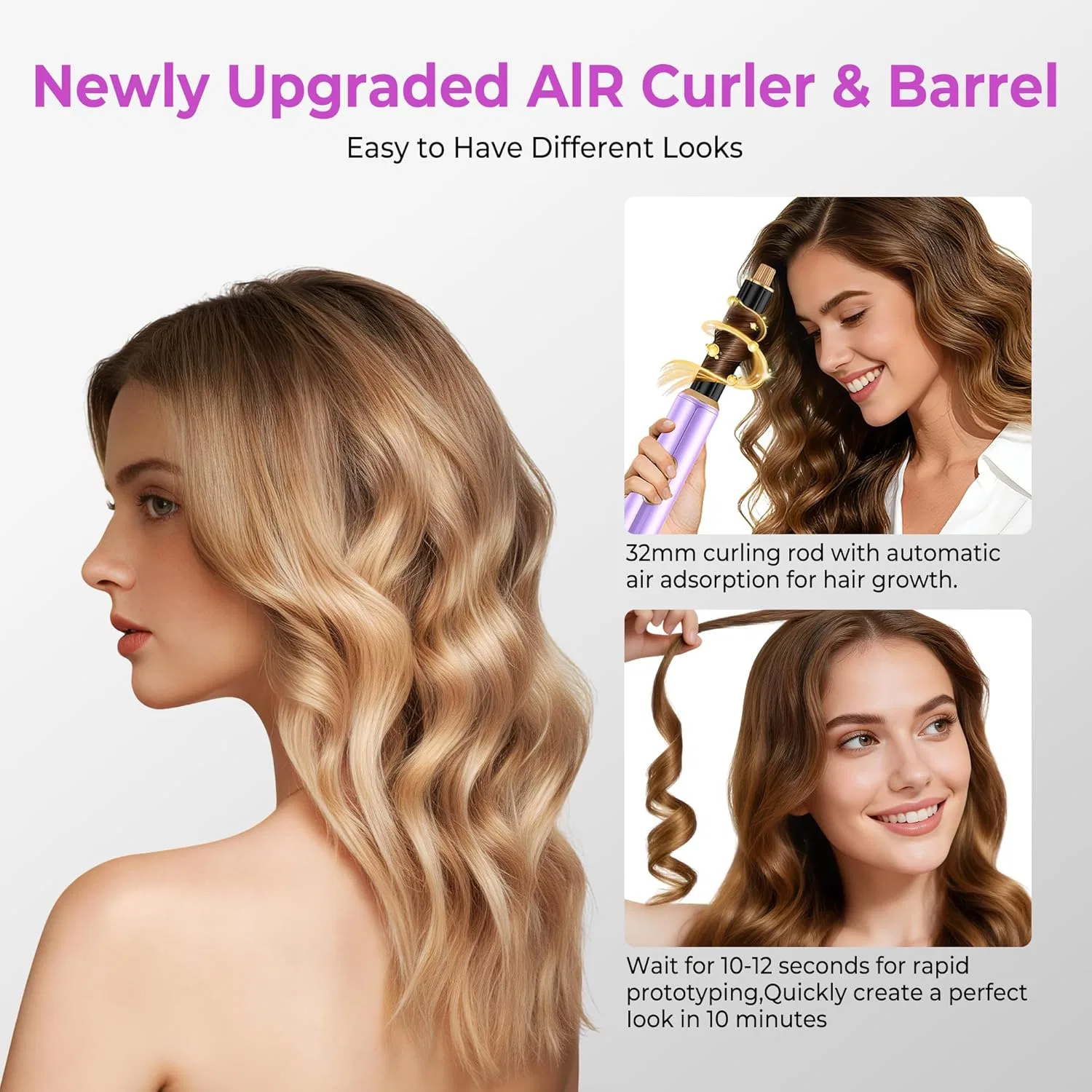 Набор для укладки волос Airstyler 5-в-1 с феном и щетками Umiga, Purple — фото 2