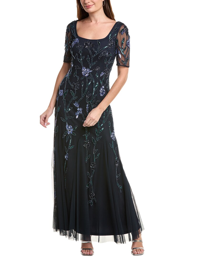 

Платье Adrianna Papell из сетчатой ​​ткани с бисером Adrianna Papell, синий