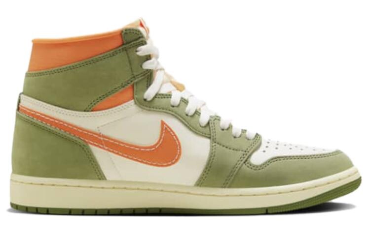 Кроссовки Jordan Air Jordan 1 Vintage Basketball, зеленый/оранжевый/белый — фото 2