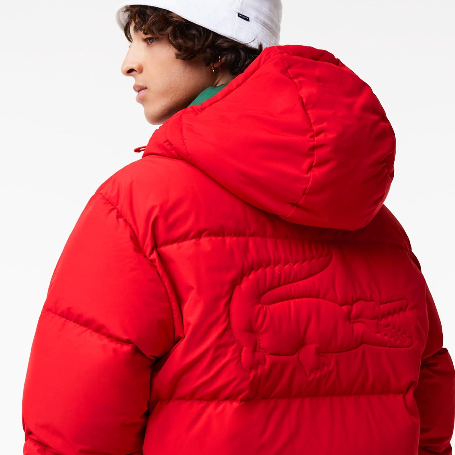 Lacoste мужская стеганая водоотталкивающая короткая куртка, Rouge — фото 3