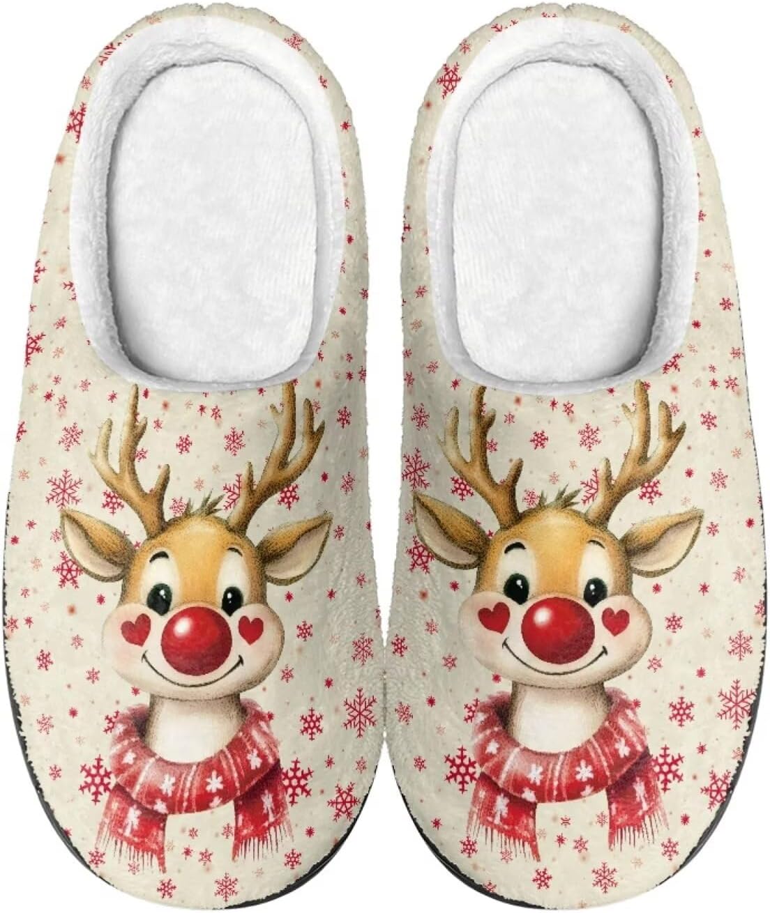 

Домашние и тапочки для женщин, мужские удобные фланелевые теплые тапочки на плоской подошве, зимние домашние сабо Tofrimade, Christmas Deer Printed