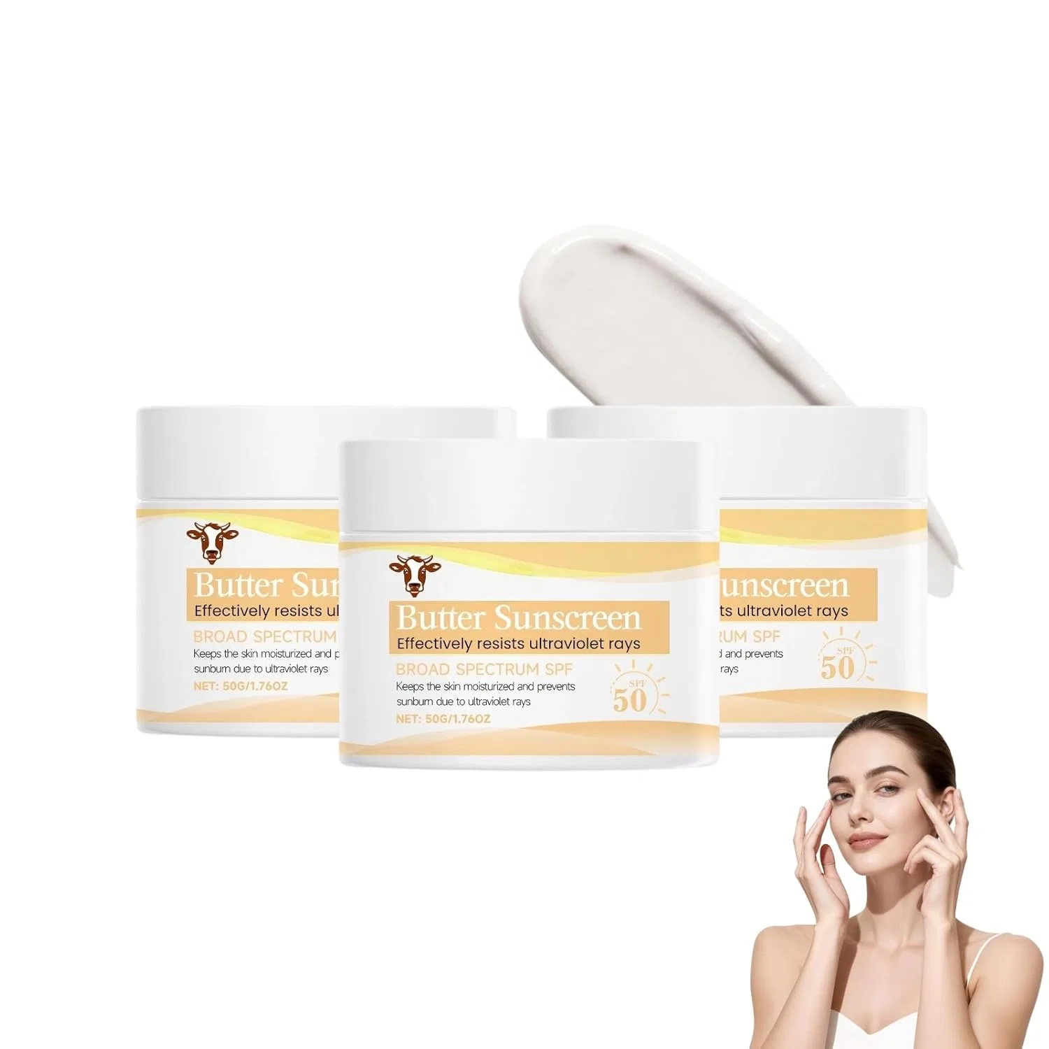 Солнцезащитный крем с говяжьим жиром SPF 50 (3 шт., 50 г) Radiantre, 3Pc