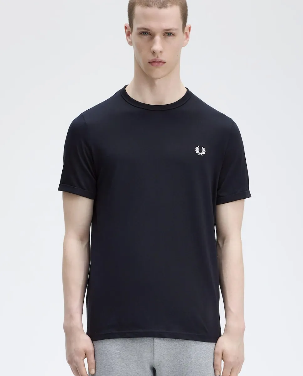 

Мужская футболка с коротким рукавом и круглым вырезом Fred Perry, темно-синий