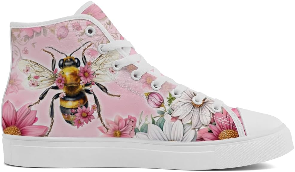 Кеды Chebing Bee высокие на шнуровке из холщовой ткани, повседневная обувь для мужчин и женщин, розовый — фото 4