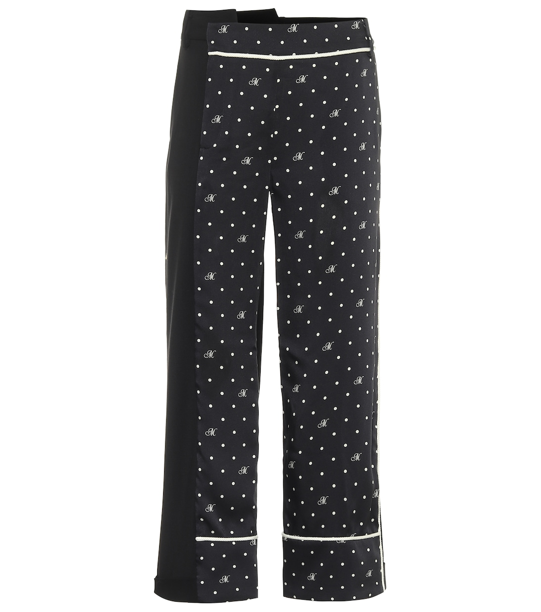 

Брюки из эластичной шерсти в горошек с высокой талией Monse, Midnight Black
