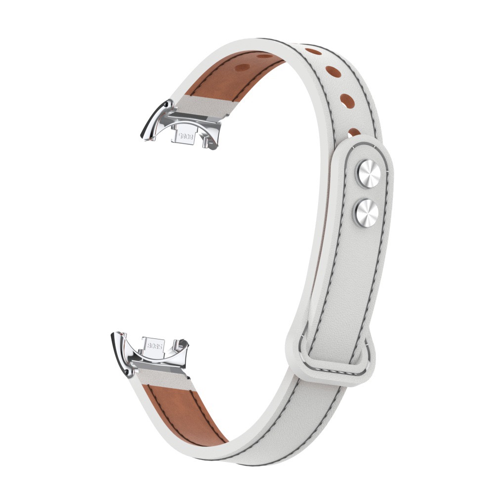 

CHENSONG Часы Strap Xiaomi Compatibility Leather, Reverse buckle double nail model - white [with metal link head]