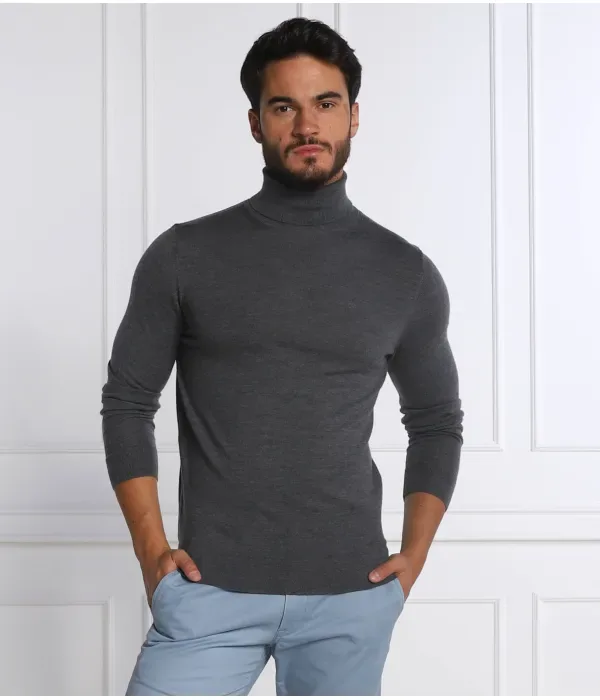 Шерстяная водолазка slim fit Calvin Klein, серый — фото 3