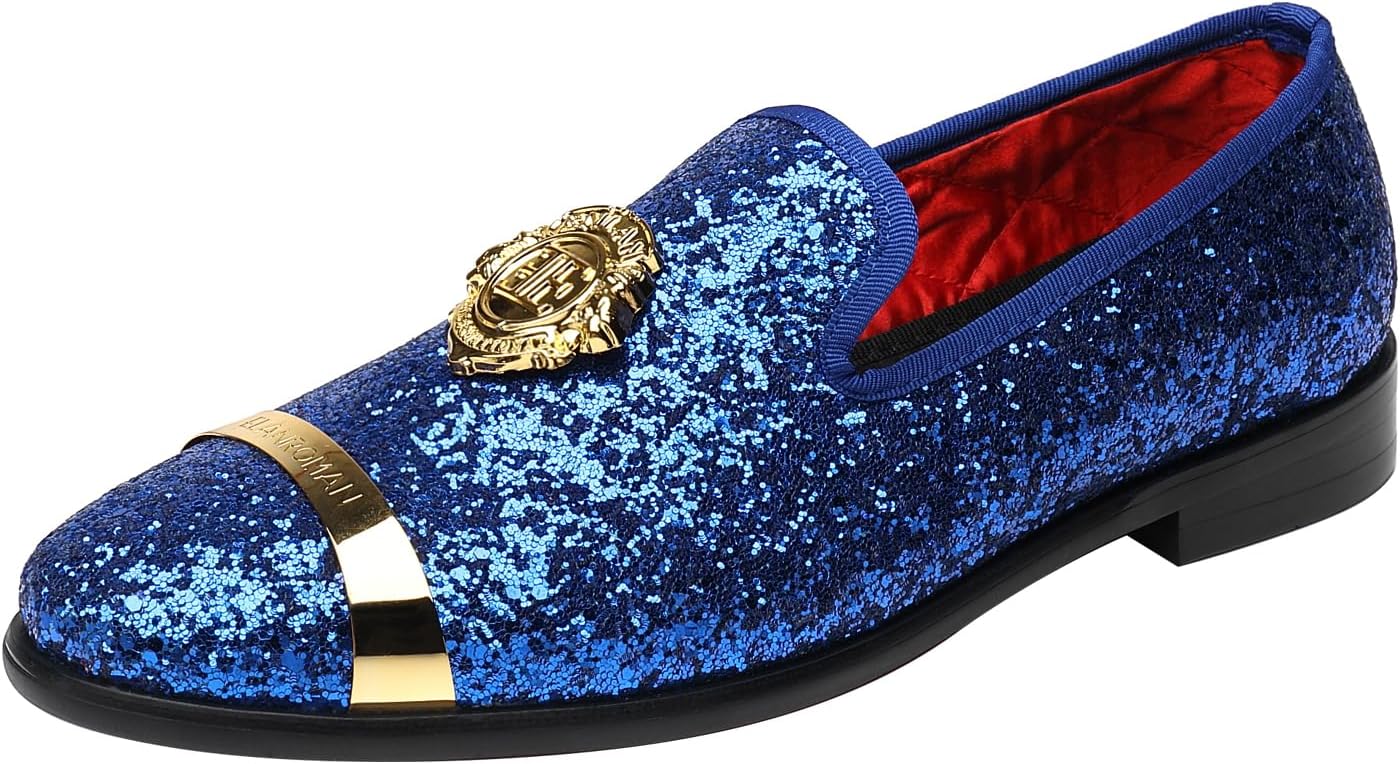 

Мужские блестящие лоферы ELANROMAN, оксфорды, модная обувь для свадьбы, вечеринки и выпускного, синий