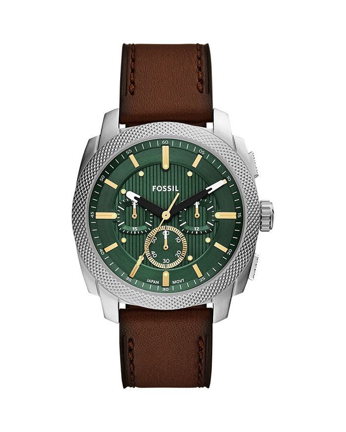 

Часы Machine Chronograph из коричневой кожи, 44 мм Fossil, зеленый