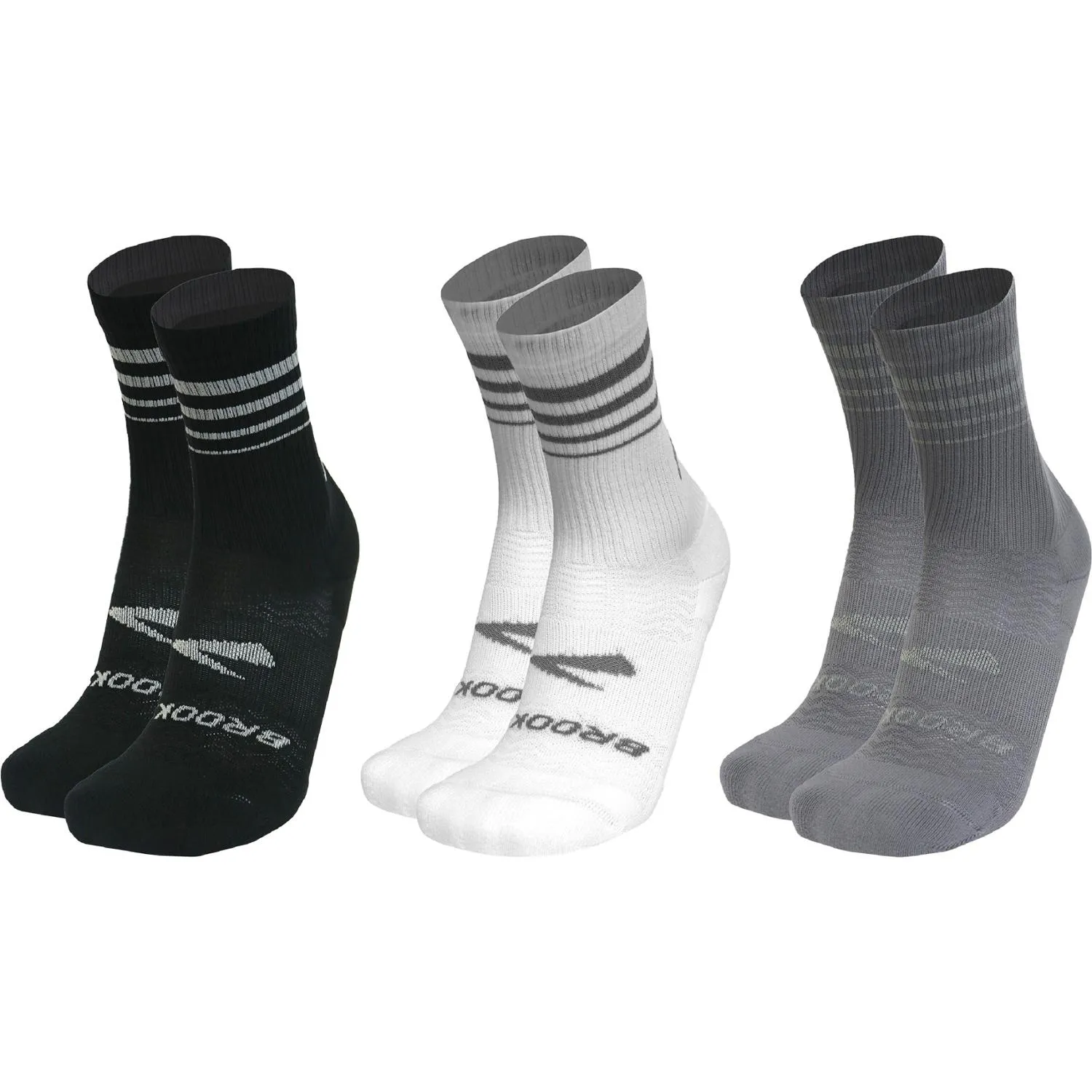 

Беговые носки для экипажа - 3 пары Brooks, Asphalt/White/Black