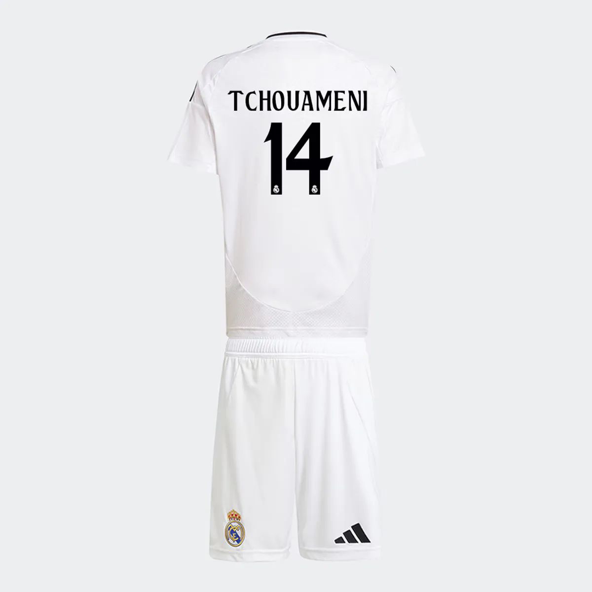 

Детский комплект первой формы Real Madrid CF 2024-2025 Tchouameni 14 Adidas, белый