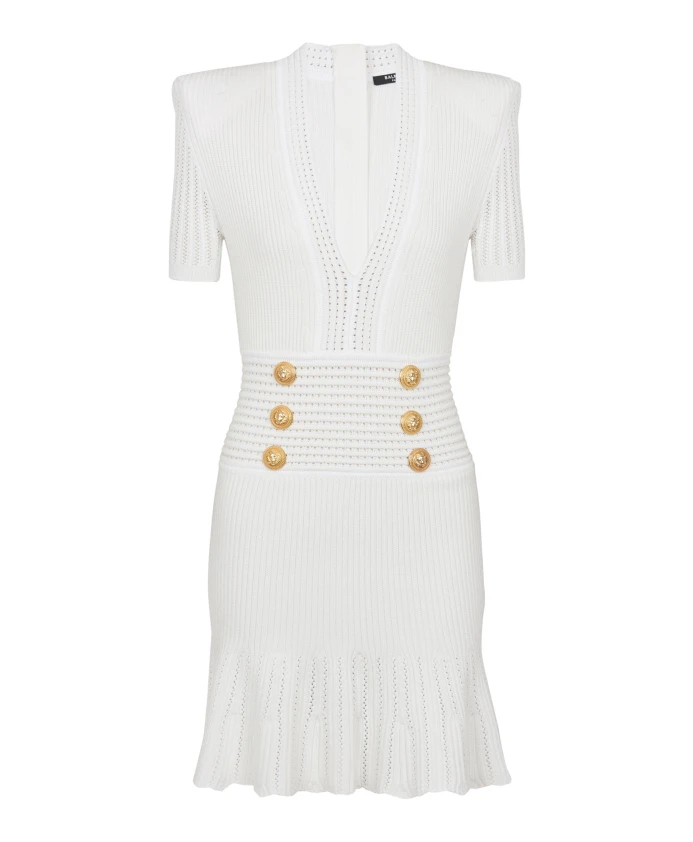 

Расклешенное трикотажное платье Balmain, белый