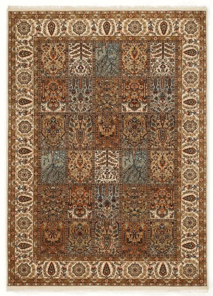 

OCI THE CARPET BRAND Восточный ковер "Саранг Бахтияри", прямоугольный, из чистой шерсти, качественная ручная работа, с бахромой, гостиная OCI Die Teppichmarke 60х90 см, цвет creme