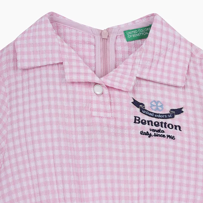 Детское платье Lovely Collar, розовое, от Benetton Kids — фото 3
