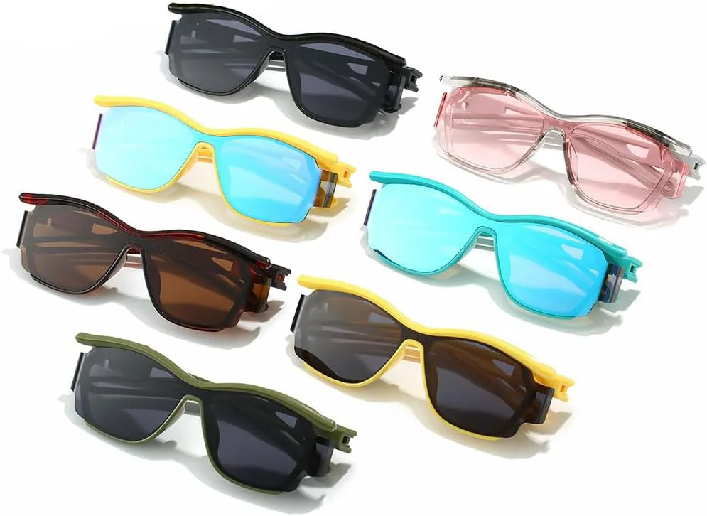 

Роскошные винтажные солнцезащитные очки с изогнутыми линзами для женщин и мужчин в стиле панк, для активного отдыха, популярные TYUVIVO, Yellow Mirror Green