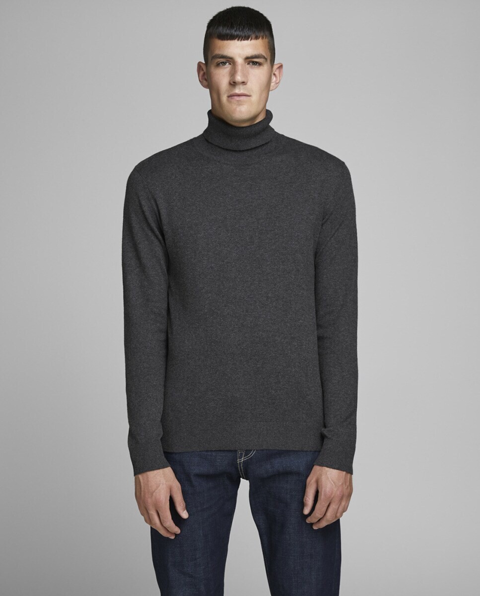 

Темно-серый мужской свитер с водолазкой Jack & Jones, темно-серый