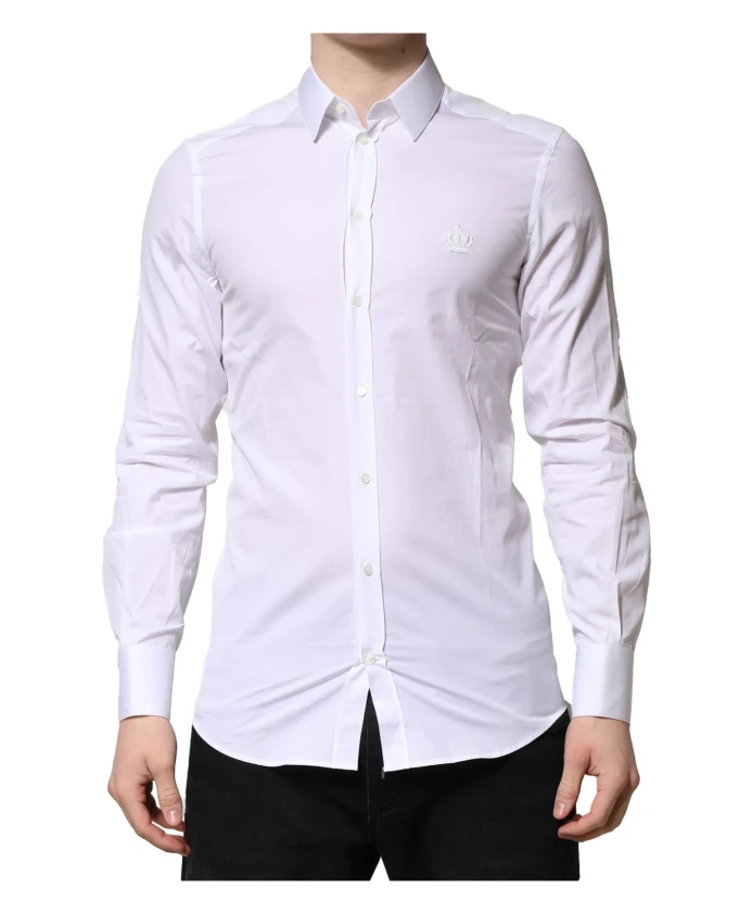 

Белая золотая рубашка с длинными рукавами для официальных мероприятий Dolce & Gabbana, белый