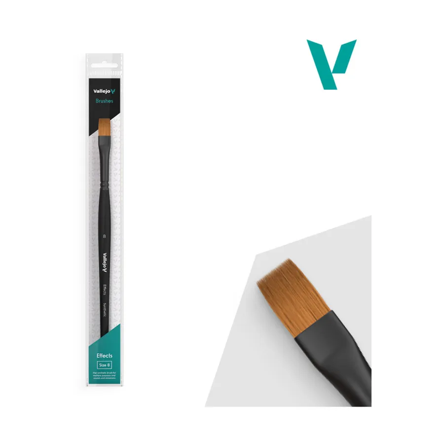 

Эффекты Плоский Прямоугольный Синтетический #8, Paint Brushes - Round Handle (Vallejo)