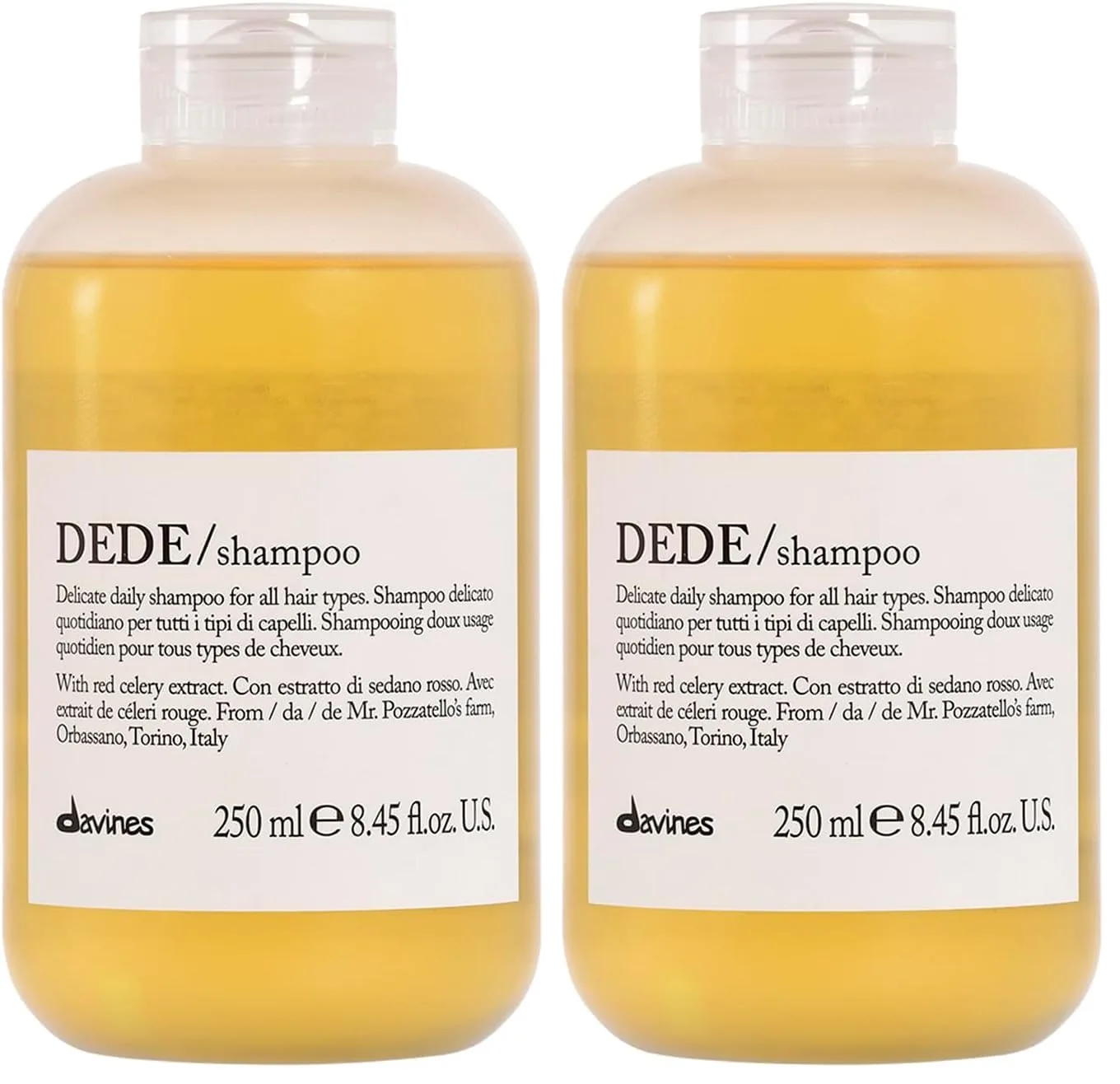 Davines DEDE шампунь, нежный ежедневный очиститель для тонких волос, с экстрактом красного сельдерея, 250 мл (2 шт) 248 мл (2 шт.)