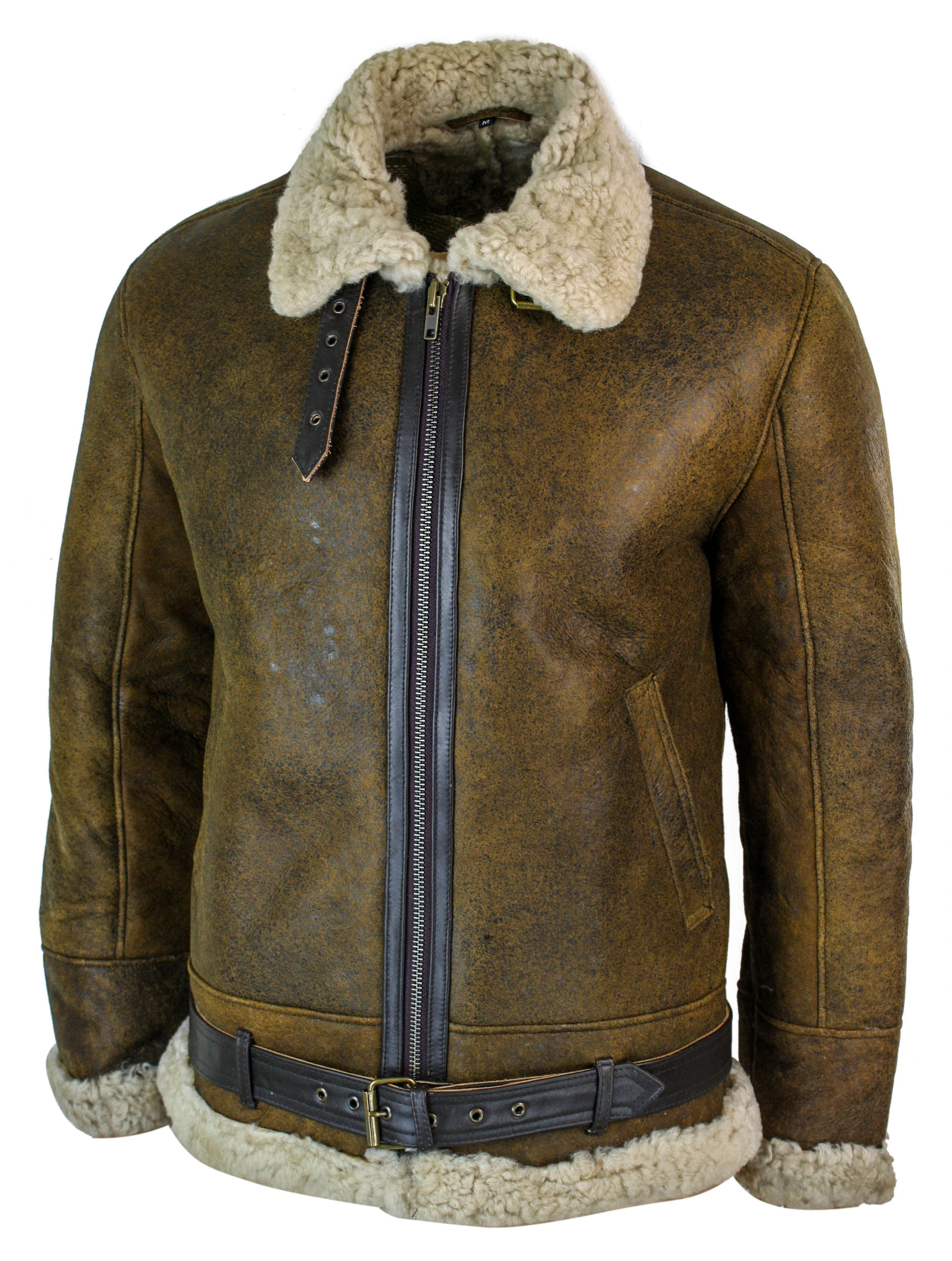 

Винтажная куртка пилота из овчины Sherling с кремовым мехом TruClothing