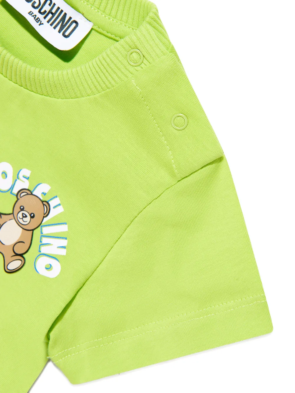 Футболка с принтом мишки Moschino Kids, зеленый — фото 3