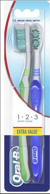 Oral-B, 123 зубные щетки, Medium, 2 шт.