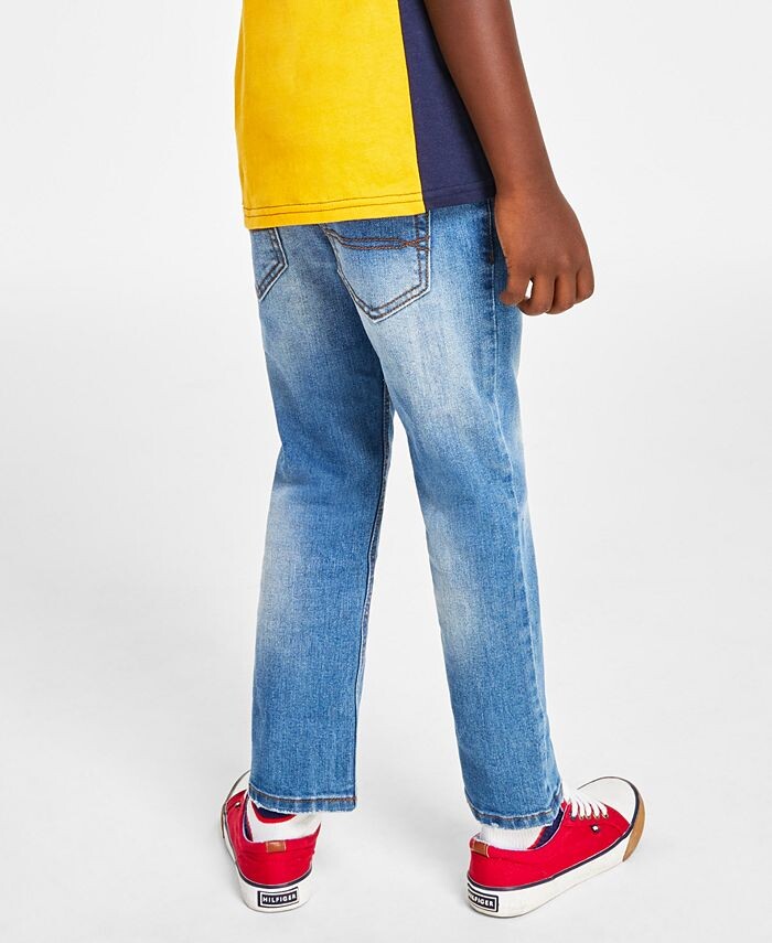 Джинсы стандартного кроя Little Boys с синими камнями Tommy Hilfiger, синий — фото 2
