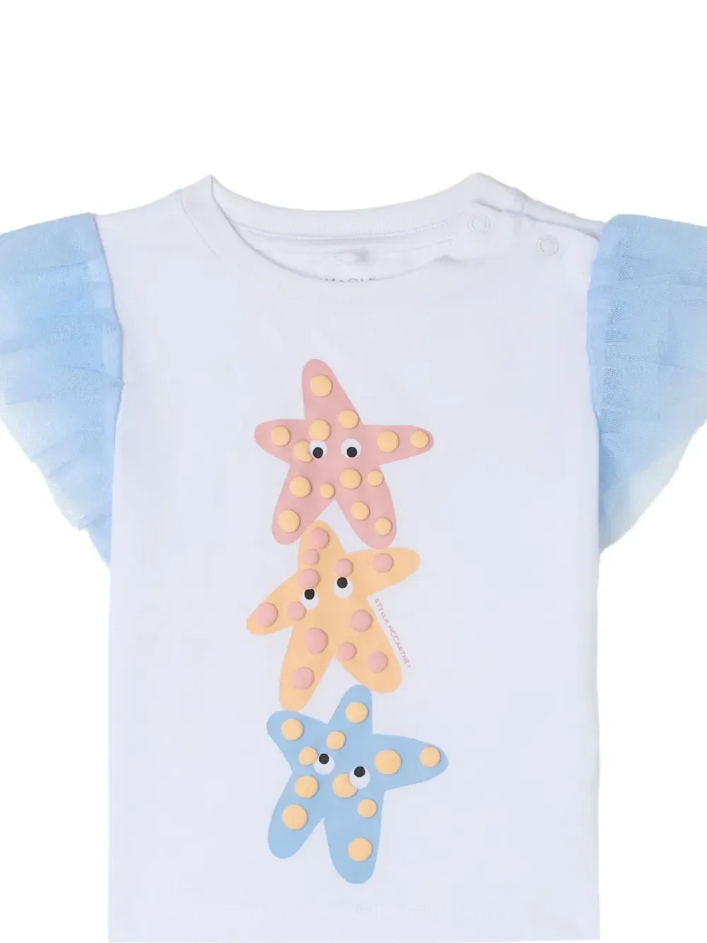Футболка с оборками и принтом Stella McCartney Kids, белый — фото 2