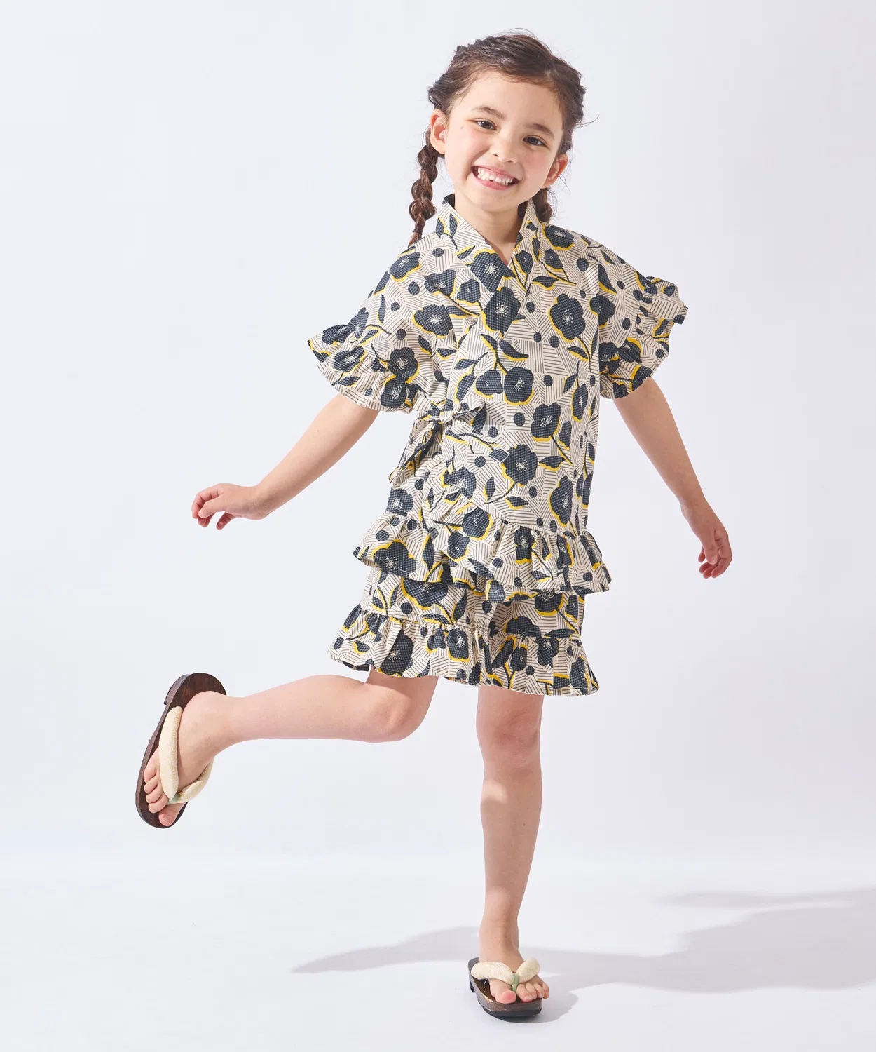 Детское кимоно Girls Jinbei с брендом ever closet, комплект из двух предметов, голубой — фото 2