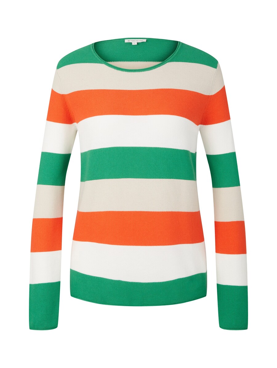 

Свитер TOM TAILOR, цвет Grass green/Dark orange/White