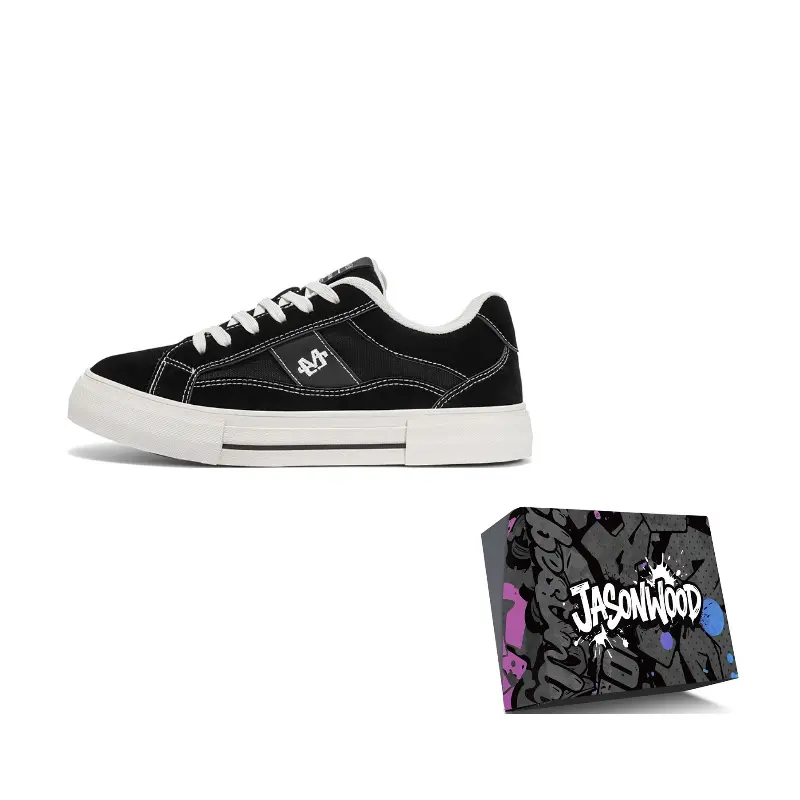 

JASONWOOD Мужские лоу-топ скейтборд кроссовки Black в коробке, цвет Black