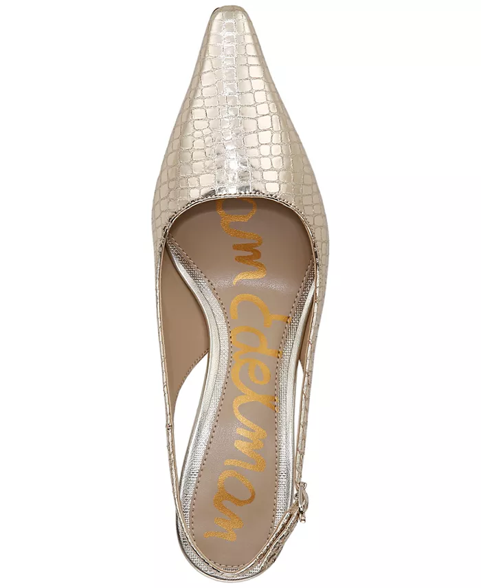 Туфли-лодочки Bianka на каблуке-рюмочке из кожи с открытой пяткой Sam Edelman, коричневый — фото 4