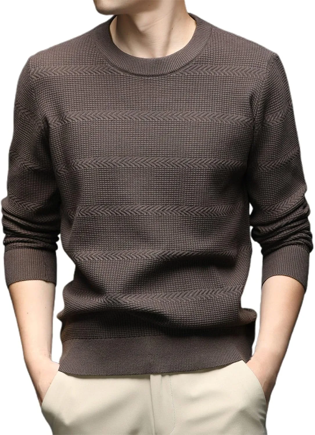 

Мужской свитер Casual Warm Slim Fit Pullover с ребристым узором