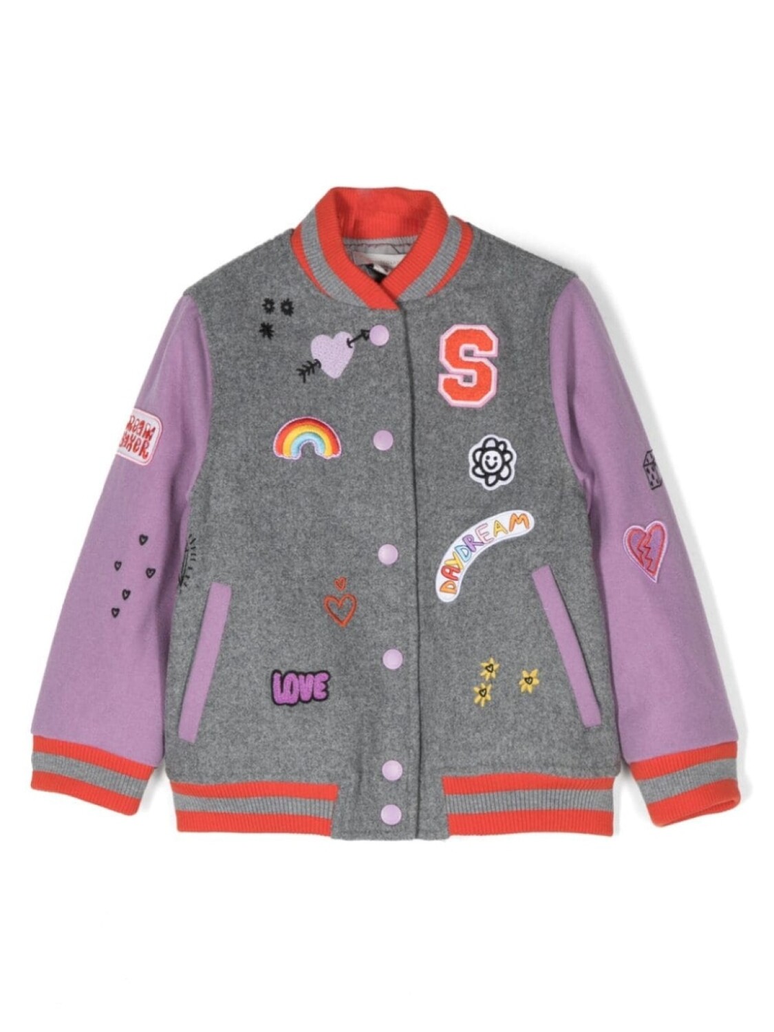 

Stella McCartney Kids бомбер Daydreamer с вышивкой, серый