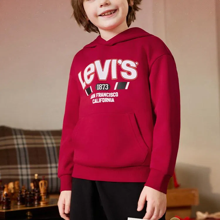 Детская толстовка с капюшоном Levis темно-синий — фото 4