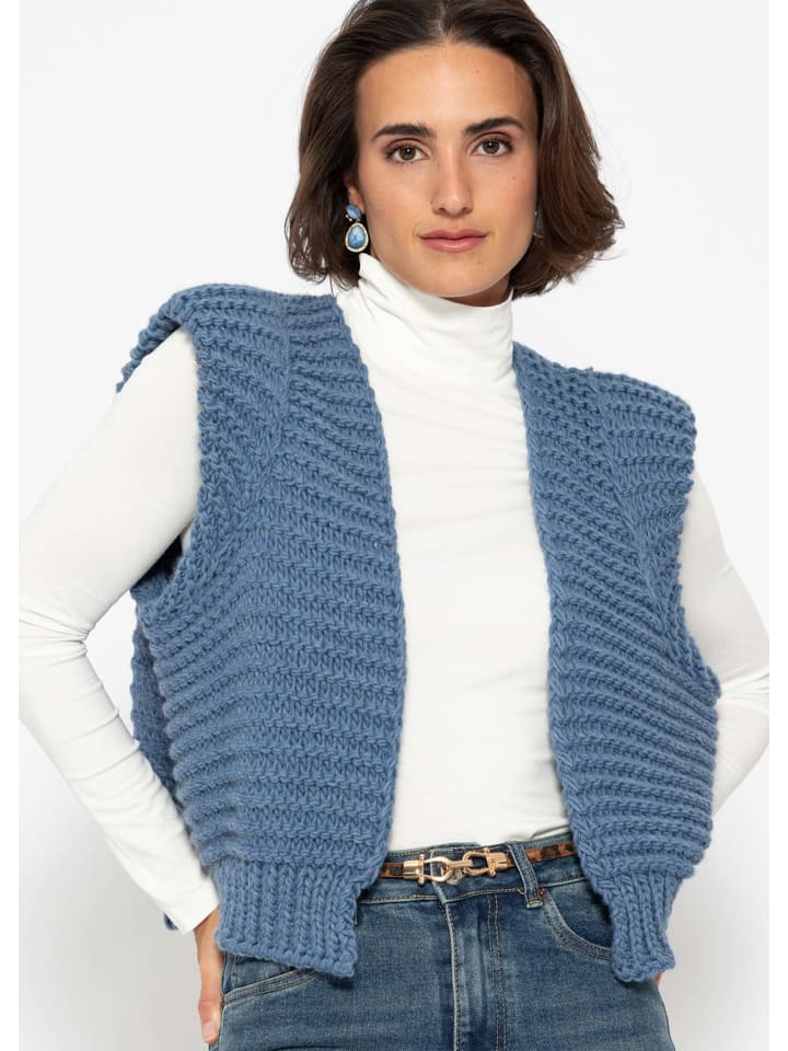 

Свитер-жилет SASSYCLASSY Ärmellose Strickweste mit betonten Schultern, цвет Jeansblau