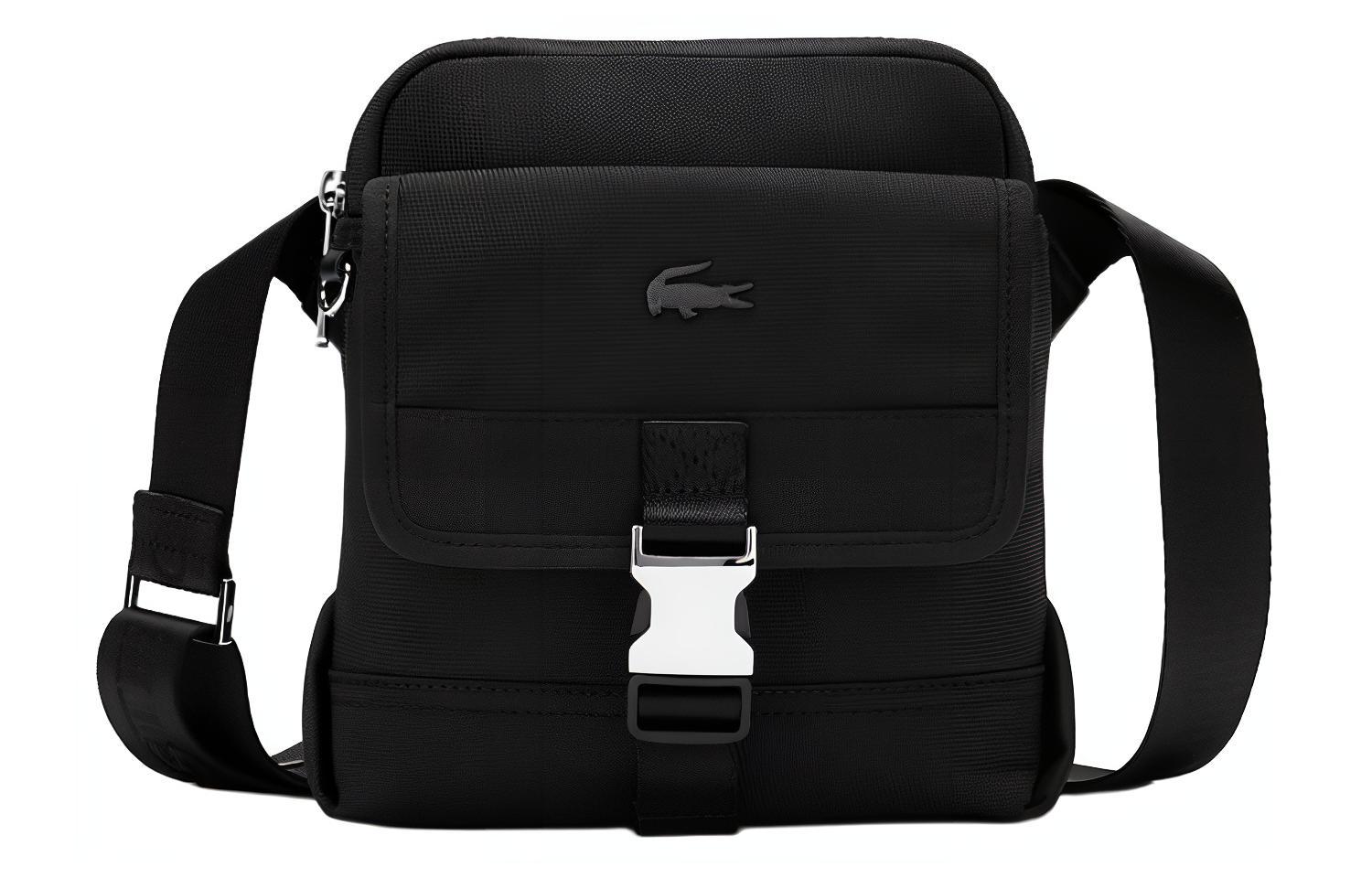 

LACOSTE Кожаная сумка через плечо мужская черная, Black