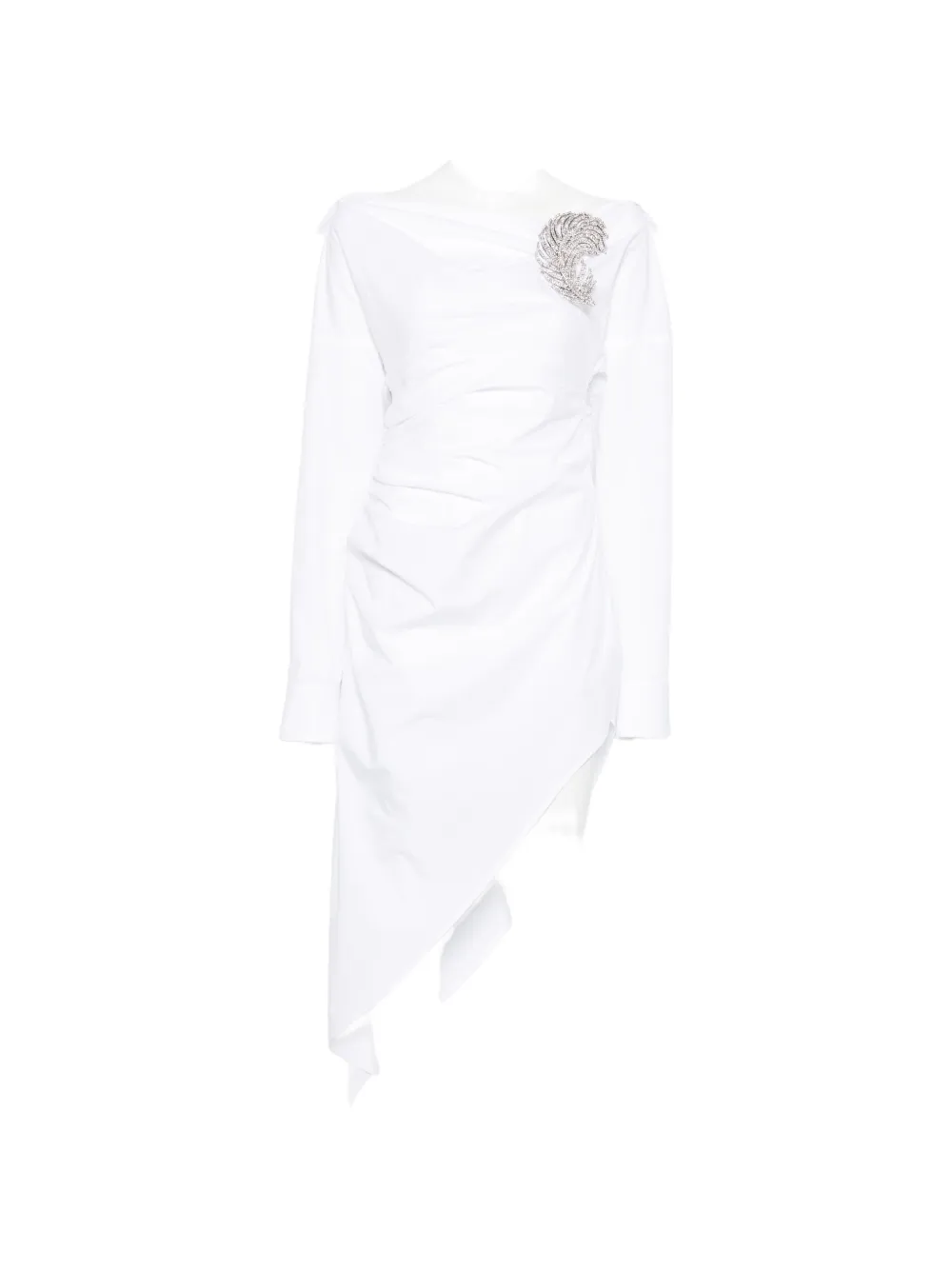 

Асимметричное платье с брошью Giuseppe Di Morabito, белый