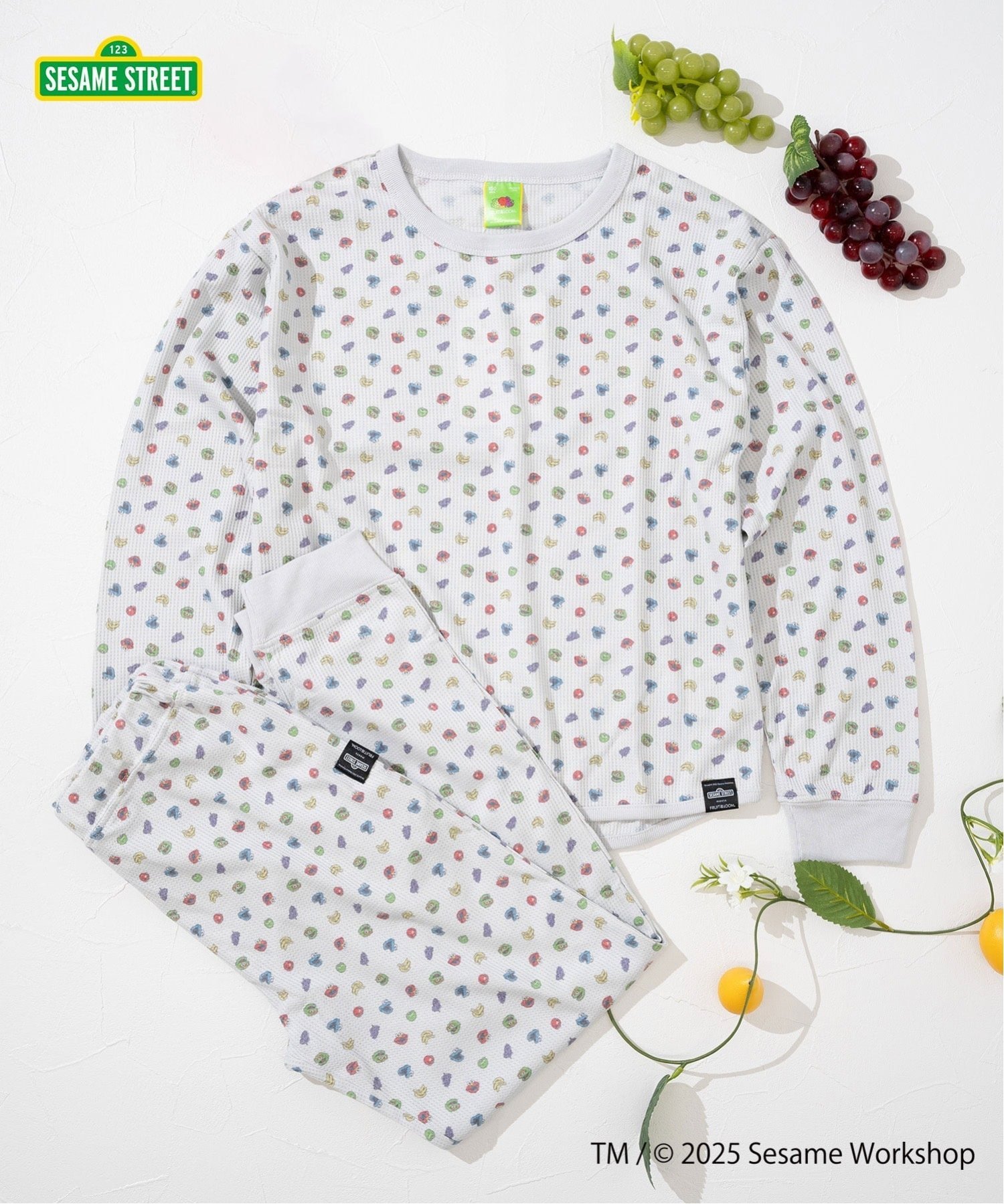 Футболка Fruit of the Loom и шорты из вафельной ткани Fruit Of The Loom, Light gray