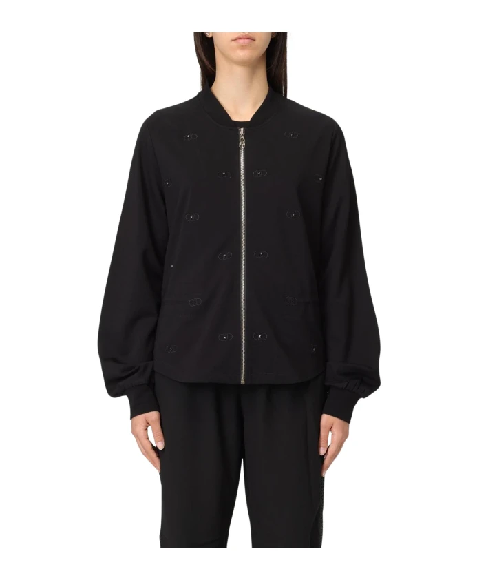 

Стильная куртка на молнии с вышивкой Liu Jo, черный