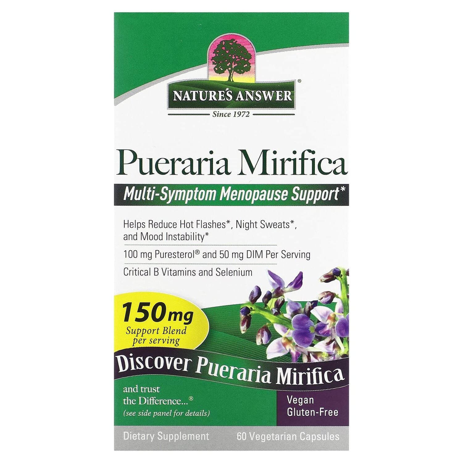 

Nature's Answer Pueraria Mirifica 100 mg 60 Vegetarian Capsules