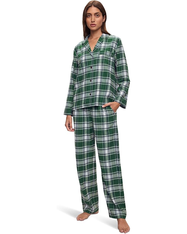 

Пижама Eberjey Flannel Long Pj Set, цвет Tartan Plaid Forest Green