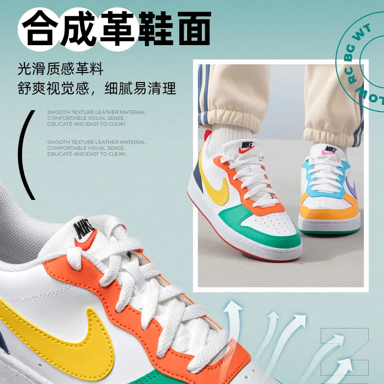 Nike Court Borough Low Recraft GS 'Multi-Color' Белый Фиолетовый — фото 3