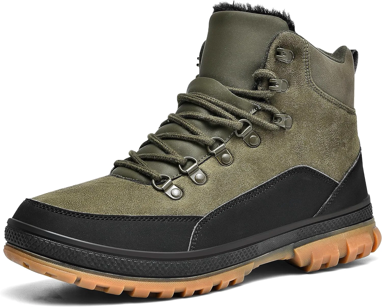 

Мужские зимние ботинки Wondamo, легкие, водонепроницаемые, с утеплителем и меховой подкладкой, противоскользящие, для холодной погоды, зеленый/черный