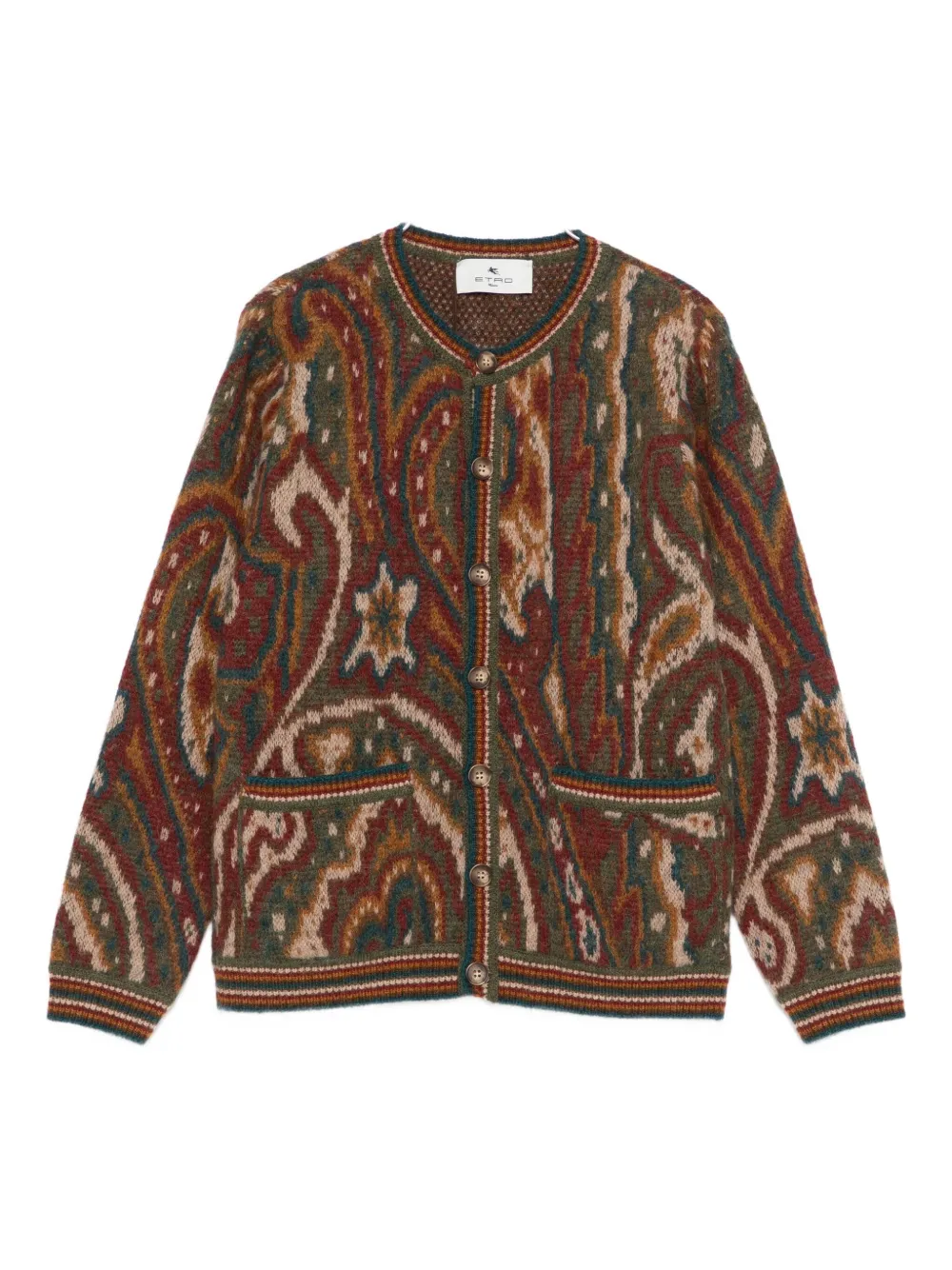 

Кардиган с карманом и узором «пейсли» Etro Kids, красный